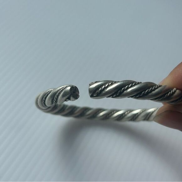 Silver Twisted Bangle Bracelet vintage Tibetan style Tibetan silver fits 15-18cm - Picture 4 of 5